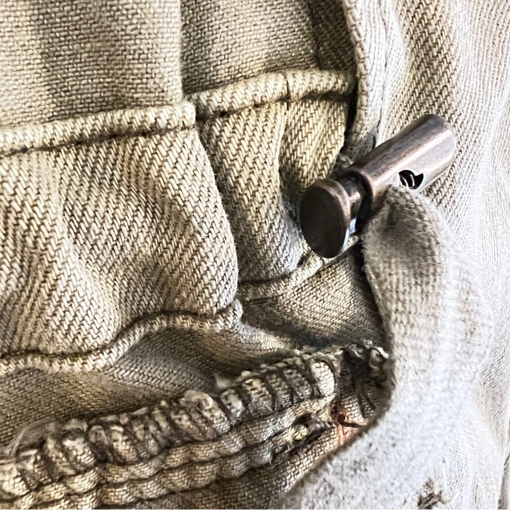 Free People Tan/Greenish Hue Jean Military Jacket with Relaxed Fit Oversized Fit - Picture 3 of 13
